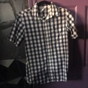 Kids XL Navy blue and white plaid shirt